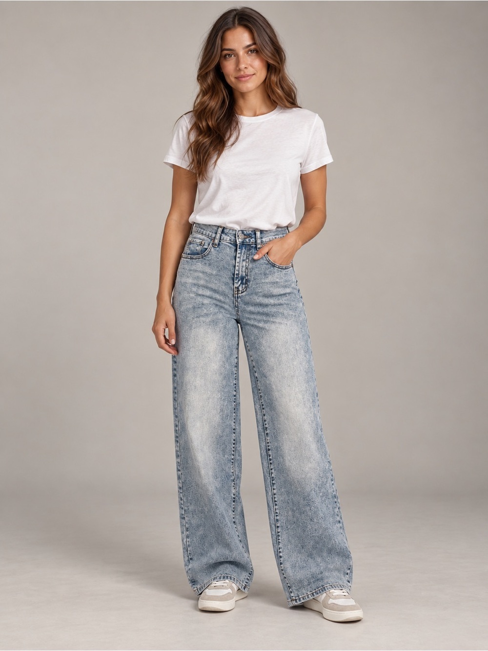 Refrain Los Angeles Acid Wash Wide Leg Jeans Women Size 25
